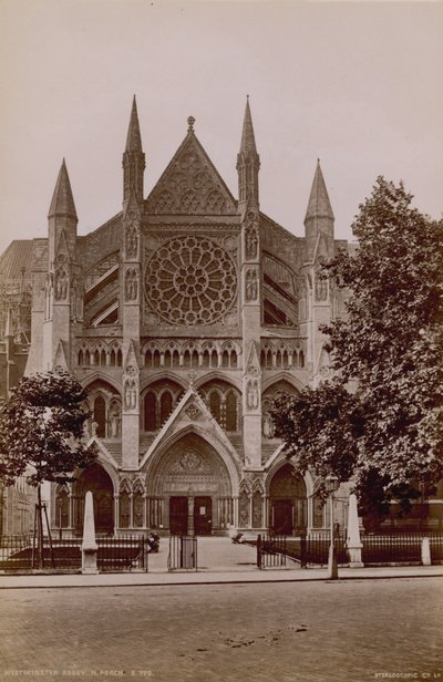 General view of the north porch of Westminster Abbey by English Photographer