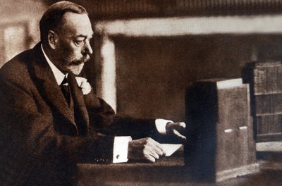 George V Broadcasting His Christmas Message to the British Commonwealth and Empire by English Photographer