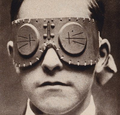 Goggles to protect the wearer from shell splinters, World War I by English Photographer