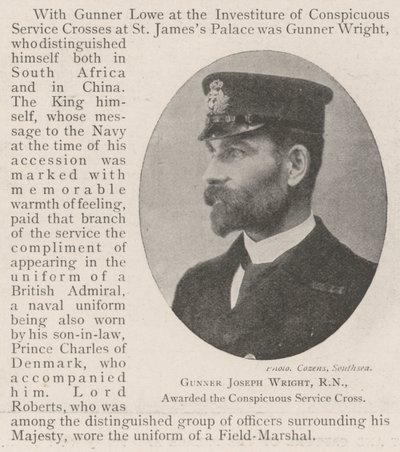 Gunner Joseph Wright, RN, awarded the Conspicuous Service Cross by English Photographer