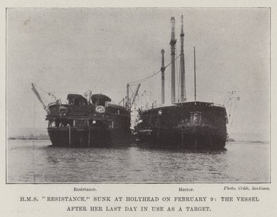 HMS Resistance, sunk at Holyhead on 9 February, the Vessel after her Last Day in use as a Target by English Photographer