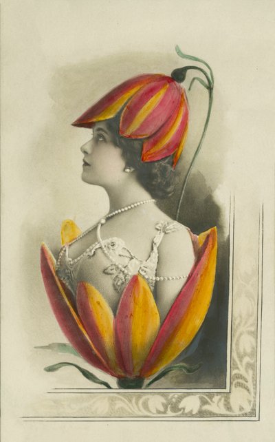 Heads and shoulders of a woman inside a flower by English Photographer