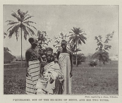 Iquobasimi, Son of the Ex-King of Benin, and His Two Wives by English Photographer