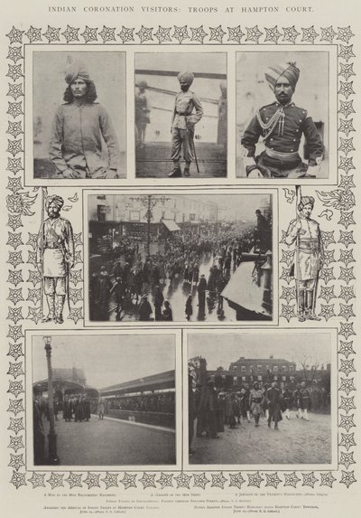 Indian Coronation Visitors, Troops at Hampton Court by English Photographer