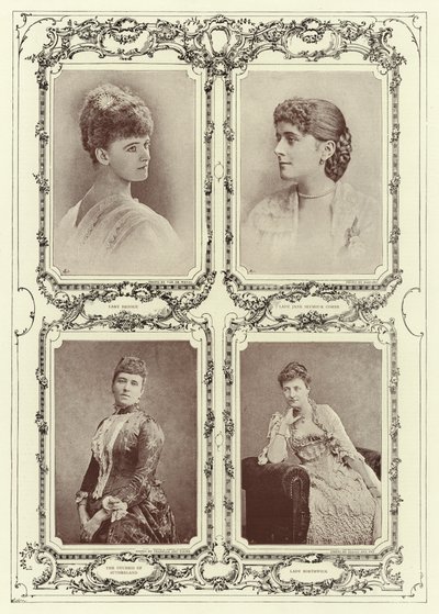 Lady Brooke, Lady Jane Seymour Combe, The Duchess of Sutherland; Lady Borthwick by English Photographer