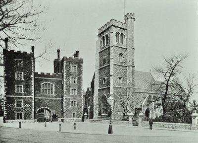 Lambeth PalaceSaint Marys Church, Lambeth Palace Road: gateway and Saint Marys Church, 1890 by English Photographer