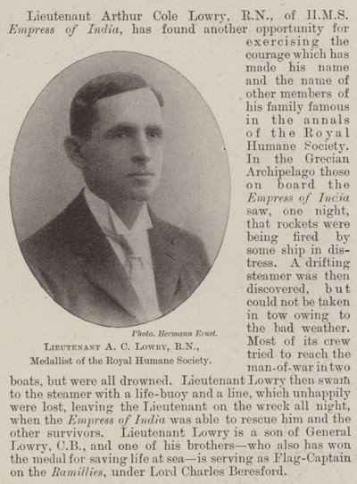 Lieutenant A C Lowry, RN, Medallist of the Royal Humane Society by English Photographer