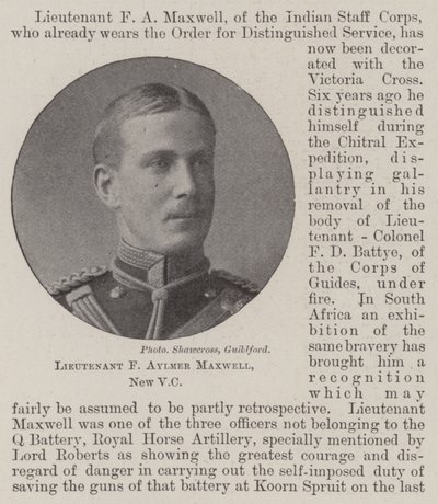 Lieutenant F Aylmer Maxwell, New VC by English Photographer