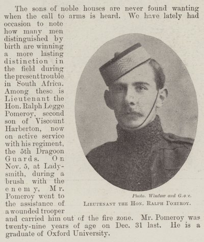Lieutenant the Honourable Ralph Pomeroy by English Photographer