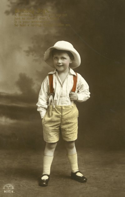 Little boy in red braces by English Photographer