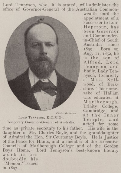 Lord Tennyson, KCMG, Temporary Governor-General of Australia by English Photographer