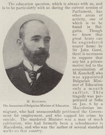 M Kuncheff, the Assassinated Bulgarian Minister of Education by English Photographer