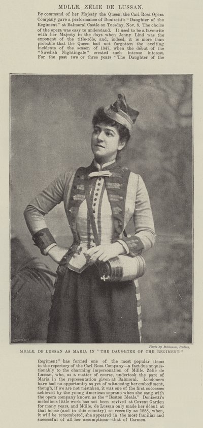 Mademoiselle de Lussan as Maria in The Daughter of the Regiment by English Photographer