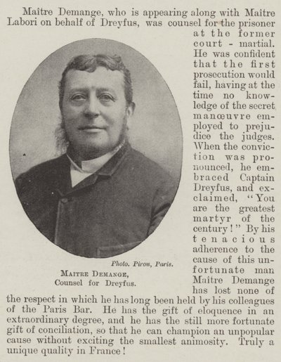 Maitre Demange, Counsel for Dreyfus by English Photographer