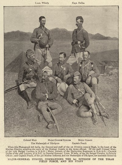 Major-General Symons, Commanding the 1st Division of the Tirah Field Force, and His Staff by English Photographer