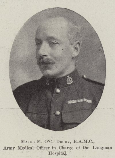 Major M OC Drury, RAMC, Army Medical Officer in Charge of the Langman Hospital by English Photographer