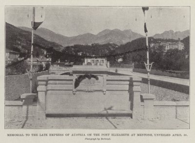 Memorial to the Late Empress of Austria on the Pont Elizabeth at Mentone, Unveiled 30 April by English Photographer