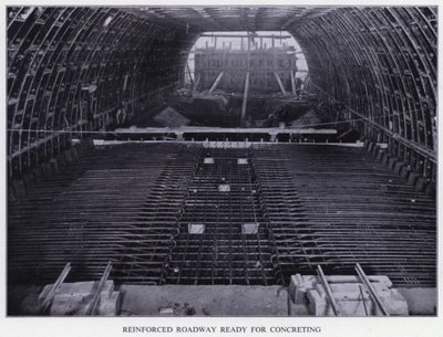 Mersey Tunnel: Reinforced Roadway Ready for Concreting by English Photographer