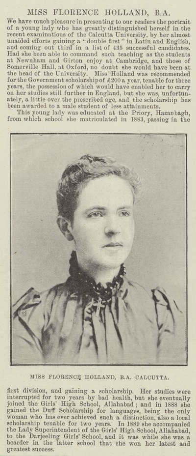 Miss Florence Holland, BA, Calcutta by English Photographer