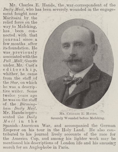 Mr Charles E Hands, Severely wounded before Mafeking by English Photographer