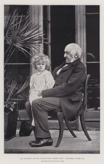 Mr Gladstone and His Granddaughter, Dorothy Drew, Hawarden, October 1893 by English Photographer