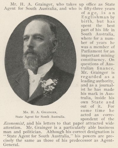 Mr H A Grainger, State Agent for South Australia by English Photographer