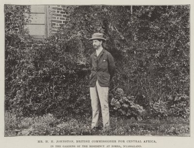 Mr H H Johnston, British Commissioner for Central Africa, in the Gardens of the Residency at Zomba, Nyassaland by English Photographer