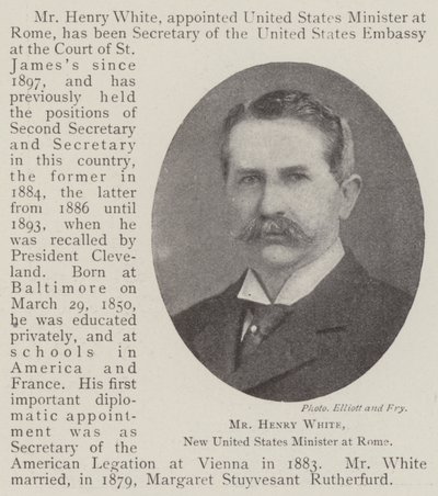 Mr Henry White, New United States Minister at Rome by English Photographer