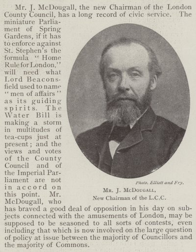Mr J McDougall, New Chairman of the LCC by English Photographer