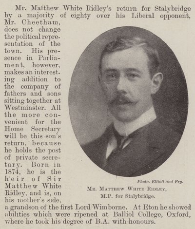 Mr Matthew White Ridley, MP for Stalybridge by English Photographer