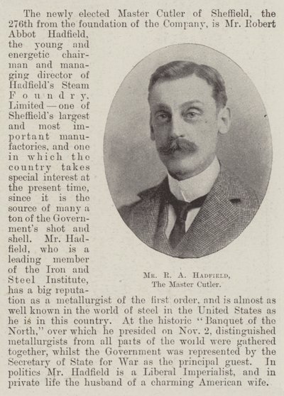 Mr R A Hadfield, the Master Cutler by English Photographer