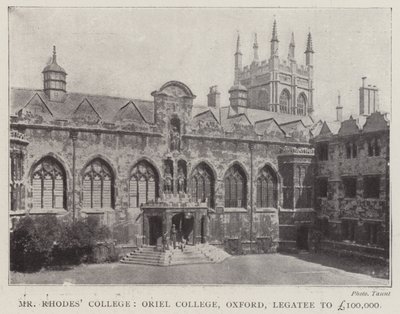 Mr Rhodes College, Oriel College, Oxford, Legatee to £100,000 by English Photographer