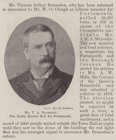 Mr T A Bramsdon, the Newly Elected MP for Portsmouth by English Photographer