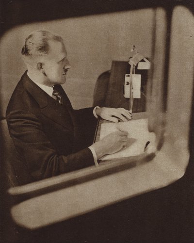 Newsreader Reading the News in the Studios of the BBC, London by English Photographer
