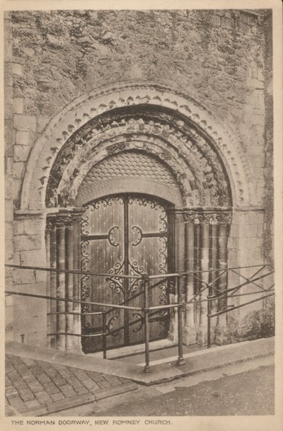 Norman doorway of St Nicholas Church, New Romney, Kent by English Photographer