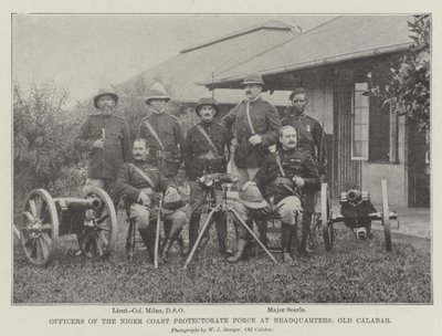 Officers of the Niger Coast Protectorate Force at Headquarters, Old Calabar by English Photographer