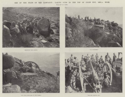 One of the Feats of the Campaign, taking Guns to the Top of Coles Kop, 1400ft High by English Photographer
