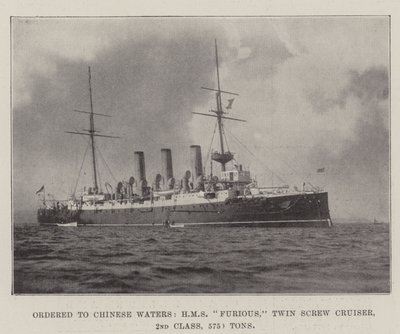 Ordered to Chinese Waters, HMS Furious, Twin Screw Cruiser, 2nd Class, 5750 Tons by English Photographer