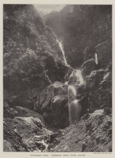 Picturesque India, Waterfall below Pindri Glacier by English Photographer