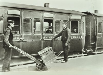 Platform Porters at a Railway Station, 1885 by English Photographer