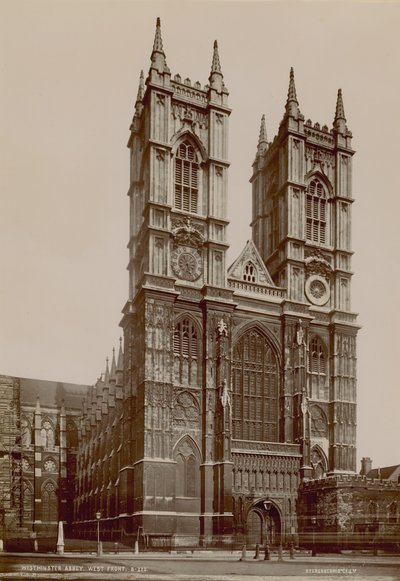 Postcard with an image of the west front of Westminster Abbey by English Photographer