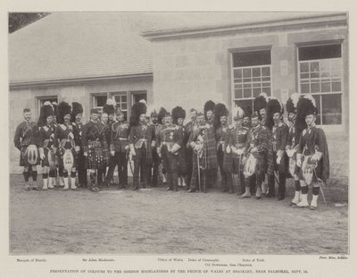 Presentation of Colours to the Gordon Highlanders by the Prince of Wales at Braikley, near Balmoral, 18 September by English Photographer