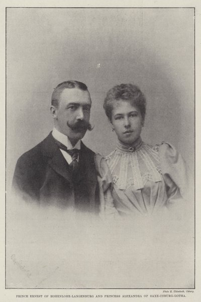 Prince Ernest of Hohenlohe-Langenburg and Princess Alexandra of Saxe-Coburg-Gotha by English Photographer