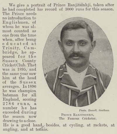 Prince Ranjitsinhji, the Famous Cricketer by English Photographer