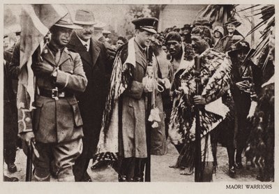 Prince of Wales with Maori warriors, New Zealand by English Photographer
