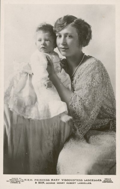 Princess Mary, Viscountess Lascelles, with her eldest son, George by English Photographer