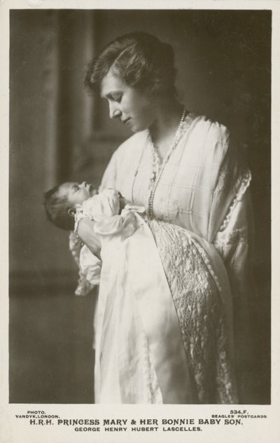 Princess Mary, Viscountess Lascelles, with her eldest son, George by English Photographer