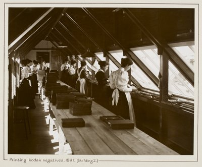 Printing Kodak negatives by sunlight, Building 2, Harrow by English Photographer
