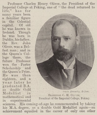 Professor C H Oliver, President of the Imperial College, Peking by English Photographer