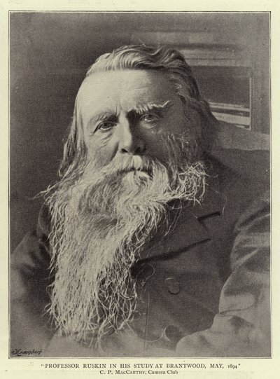 Professor Ruskin in His Study at Brantwood, May 1894 by English Photographer